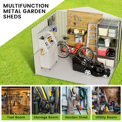 8FT x 6FT Metal Outdoor Storage Shed with Door Lock C28288