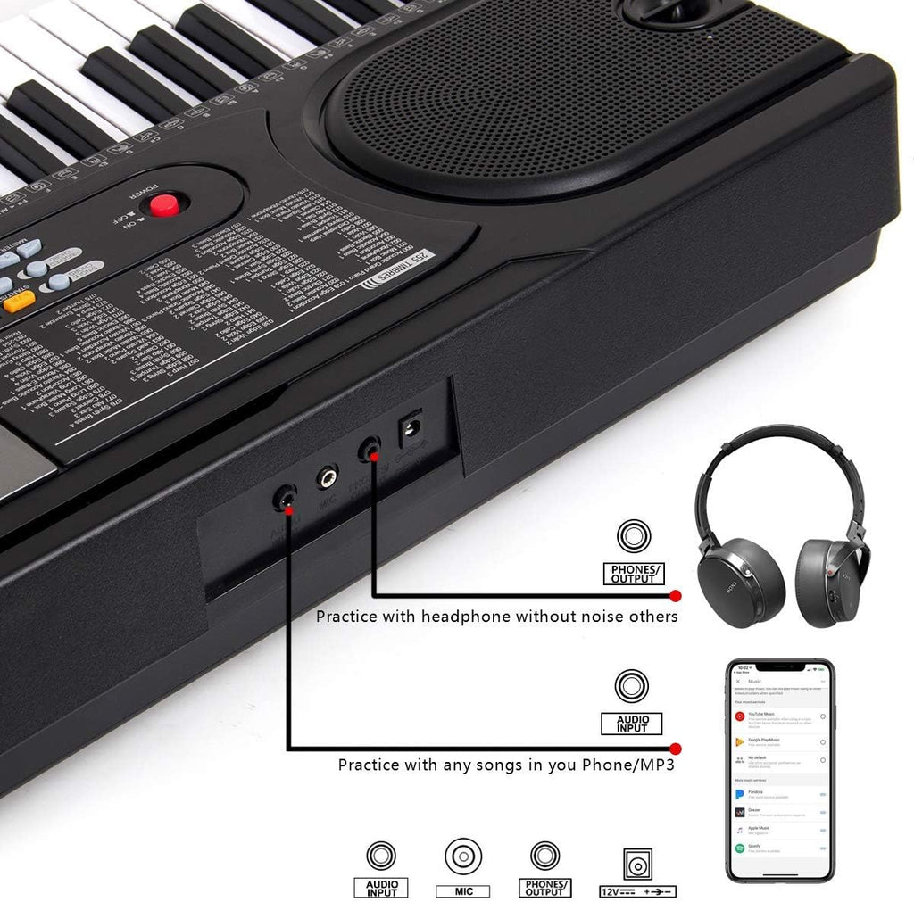 61 Key Digital Piano Portable Electronic Keyboard with Built-In Speaker, Microphone, Music Stand K374490
