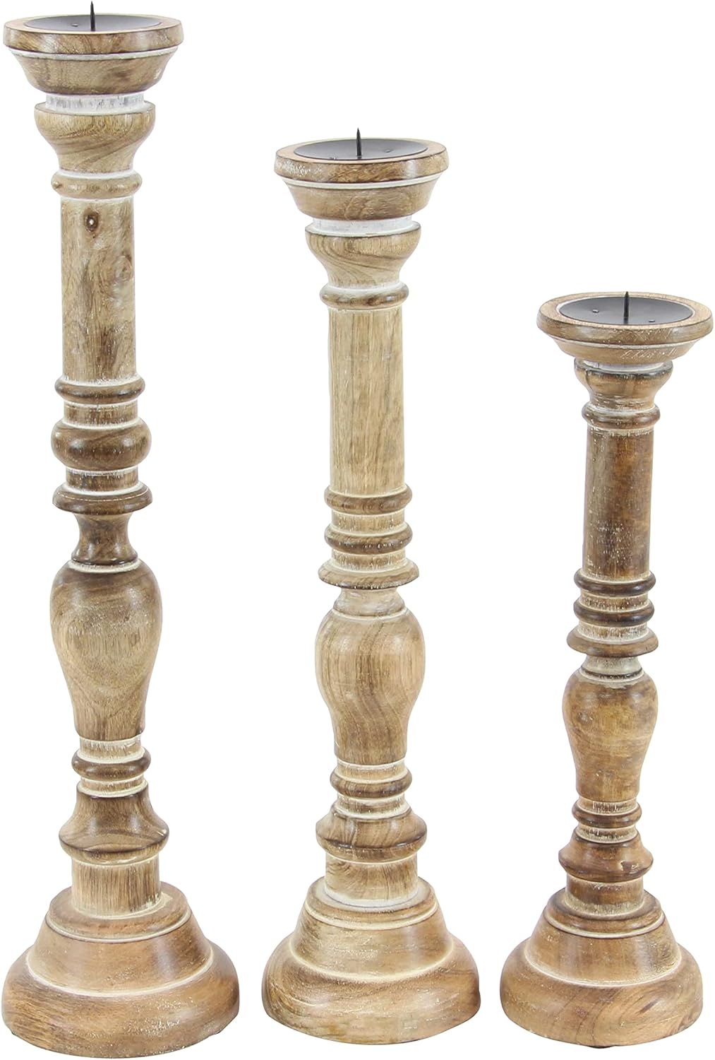 Wooden Candle Stand, Set of 3 Pack of 2 G179