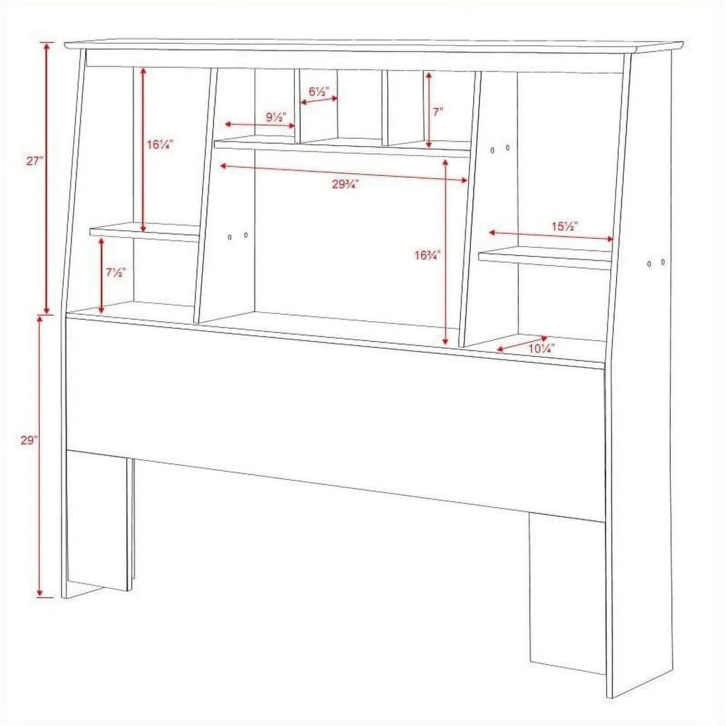 Black Wood Full Queen Bookcase Headboard Q687558