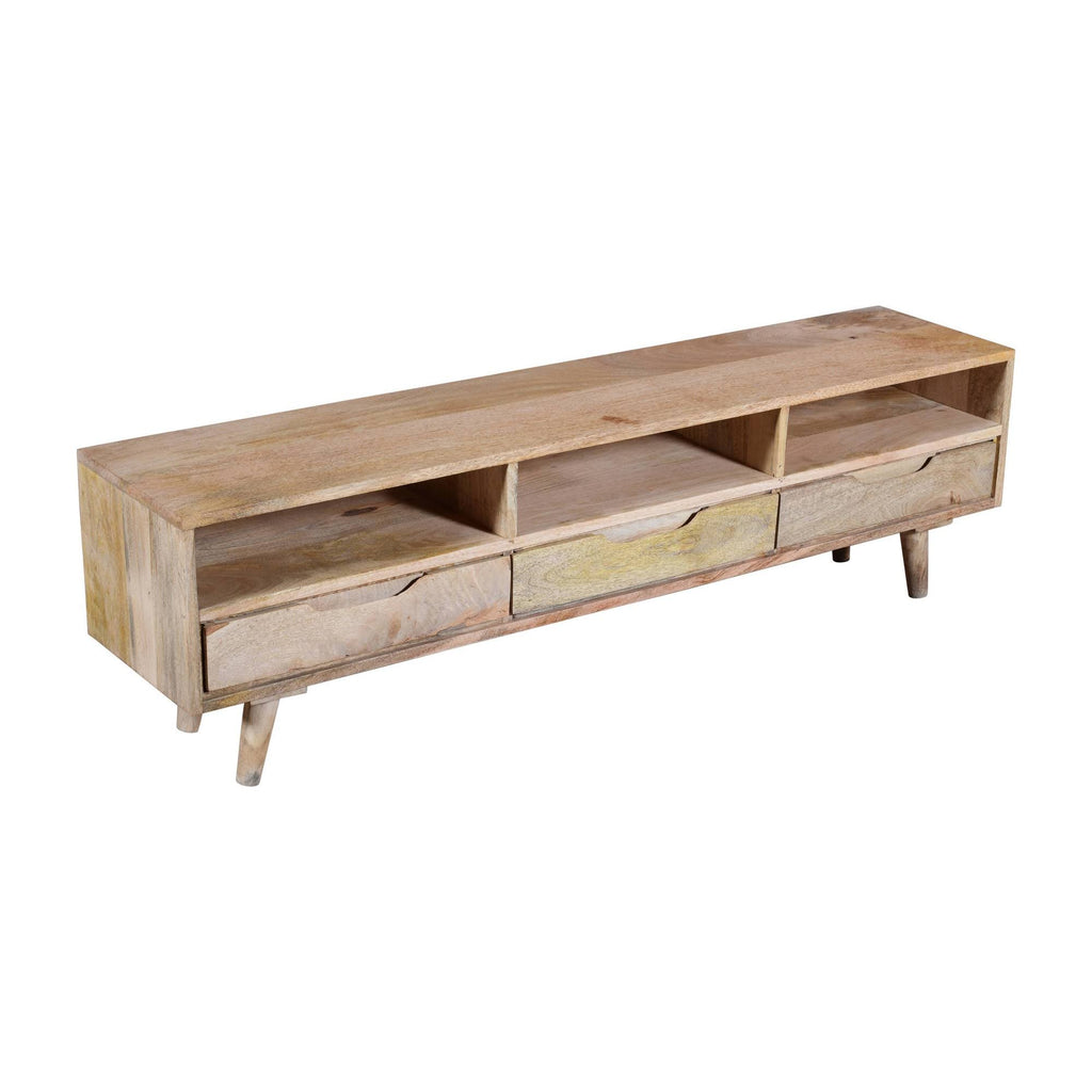 3 Drawer Mango Wood TV Media Cabinet with 3 Open Compartments J23200
