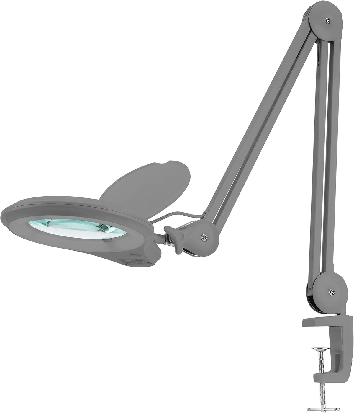 1,200 Lumens Dimmable LED Magnifying Lamp with Clamp, 5 Diopter, 5 Inches Lens, Gray F78330