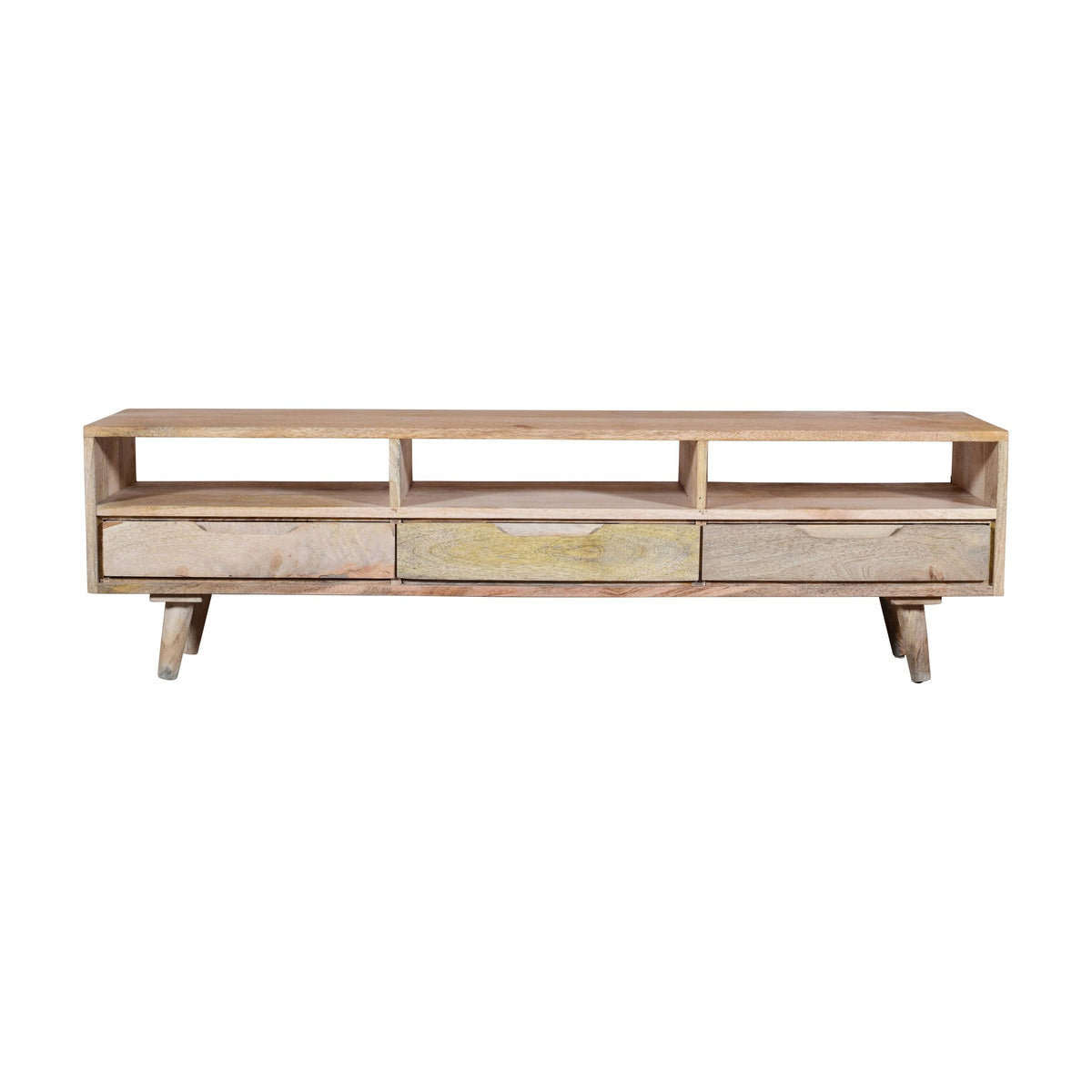 3 Drawer Mango Wood TV Media Cabinet with 3 Open Compartments J23200