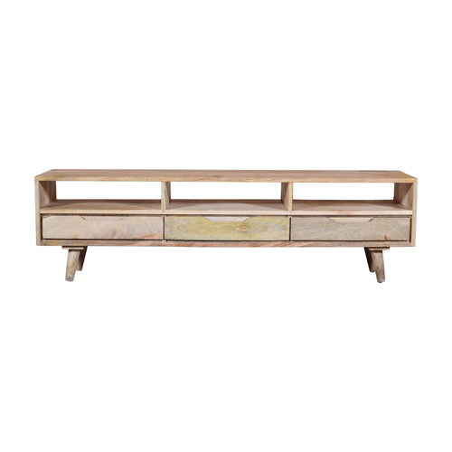 3 Drawer Mango Wood TV Media Cabinet with 3 Open Compartments J23200