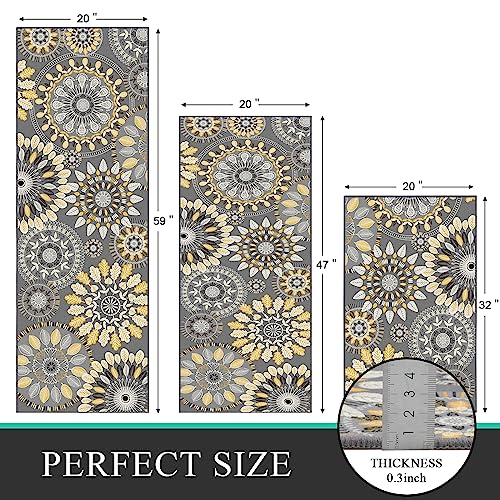 Farmhouse Kitchen Rugs Sets of 3, Non Slip Washable Kitchen Mat S622