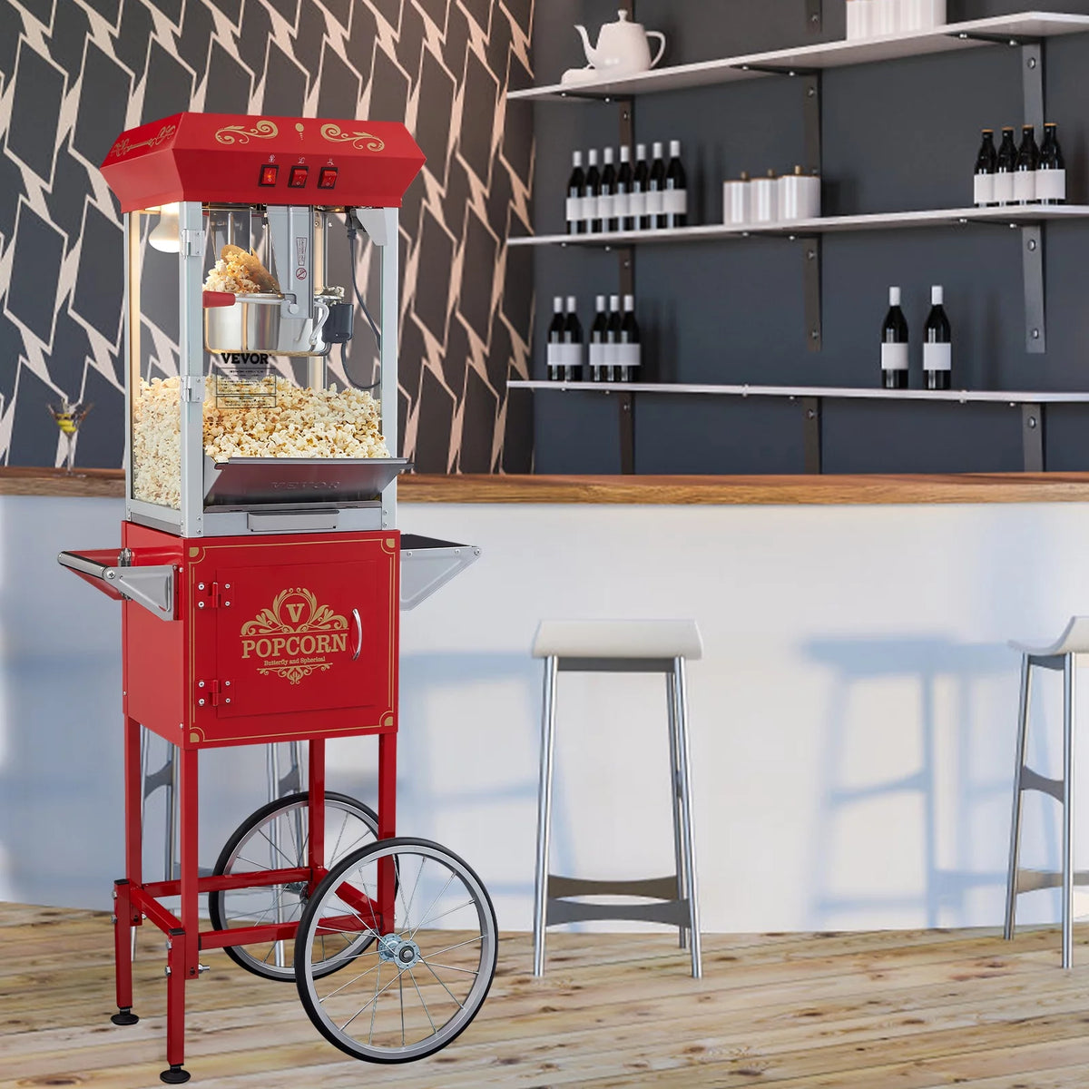 8 oz 48 Cups Red Popcorn Maker Cart T45072