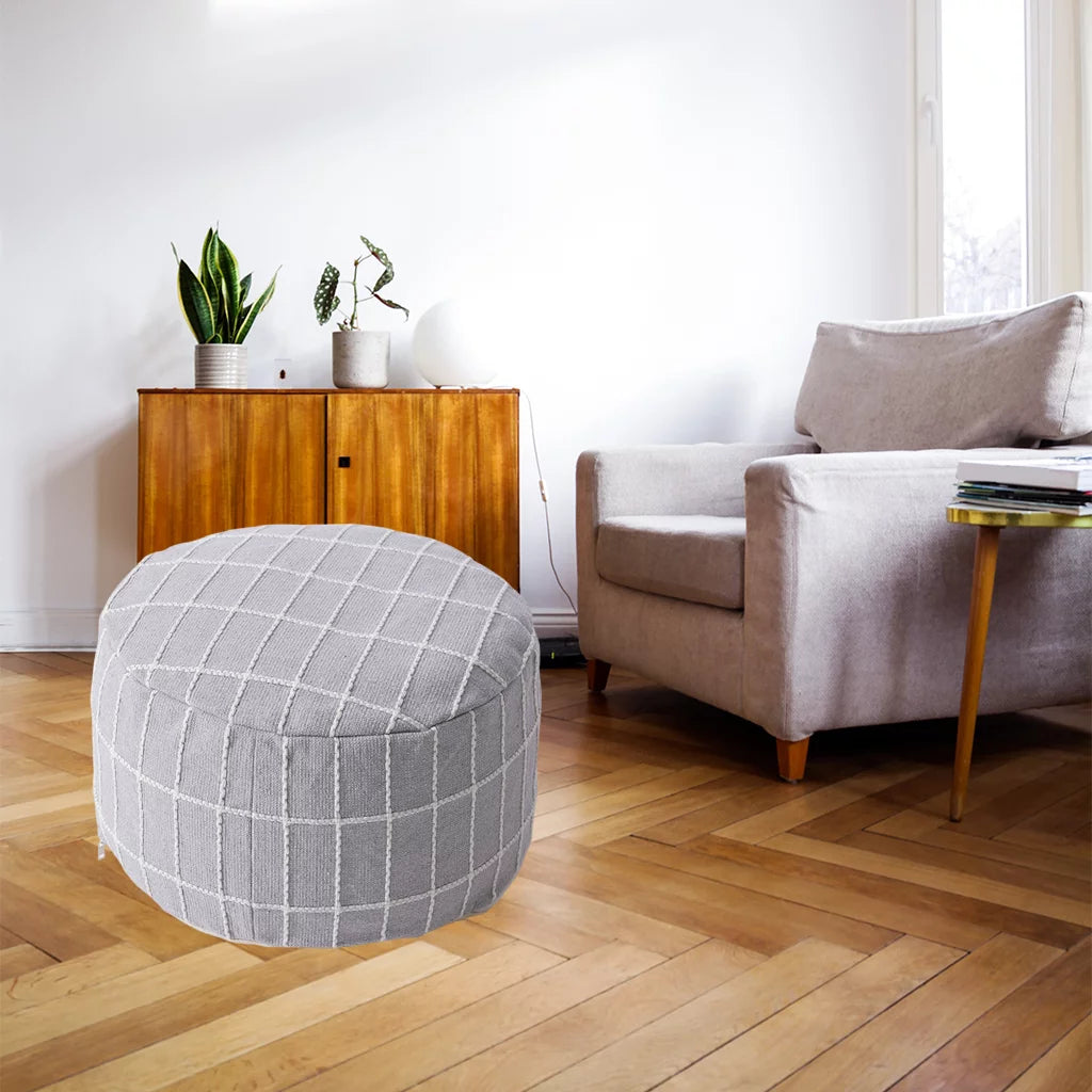 Gray Ottoman Pouffe Cover Foot Stool Cubes X922728