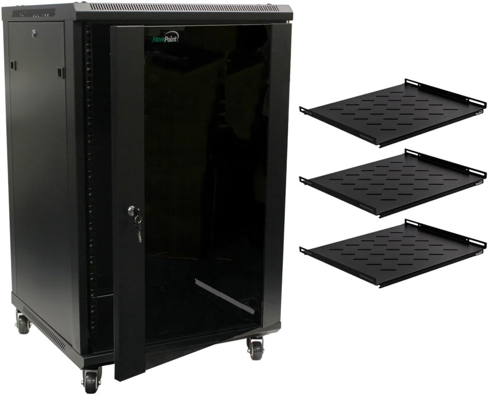 18U Wall Mount Server Cabinet with Glass Door and Shelves K638