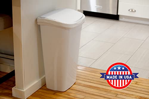 10 Gal Kitchen Trash Can with Dual Swing Lid, Pack of 2, White W1925
