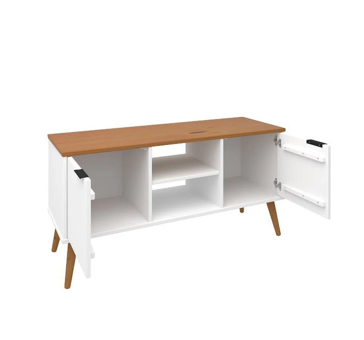 White 2 Door 2 Shelf Solid Wood TV Stand T9043
