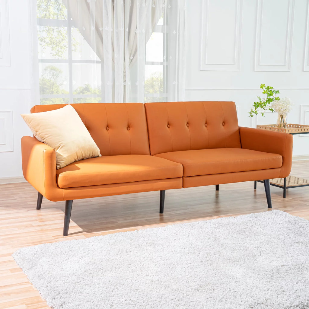 Caramel Air Leather Futon Sofa Bed X737