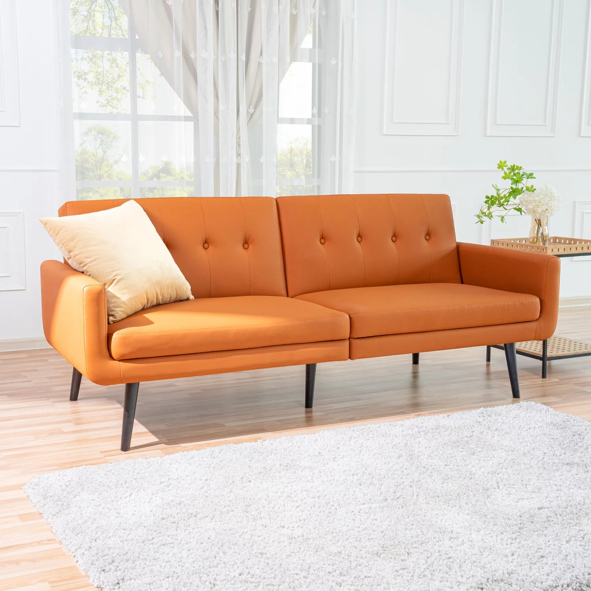 Caramel Air Leather Futon Sofa Bed X737