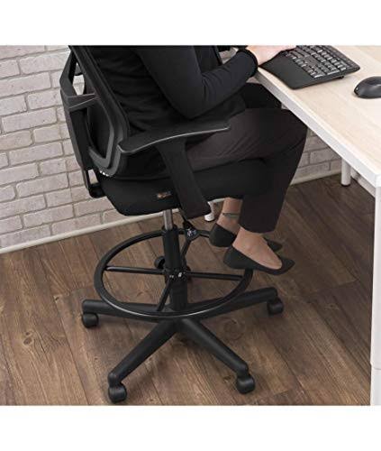 Black Sit to Stand Drafting Stool Chair with Adjustable Footrest and Armrests Y36373