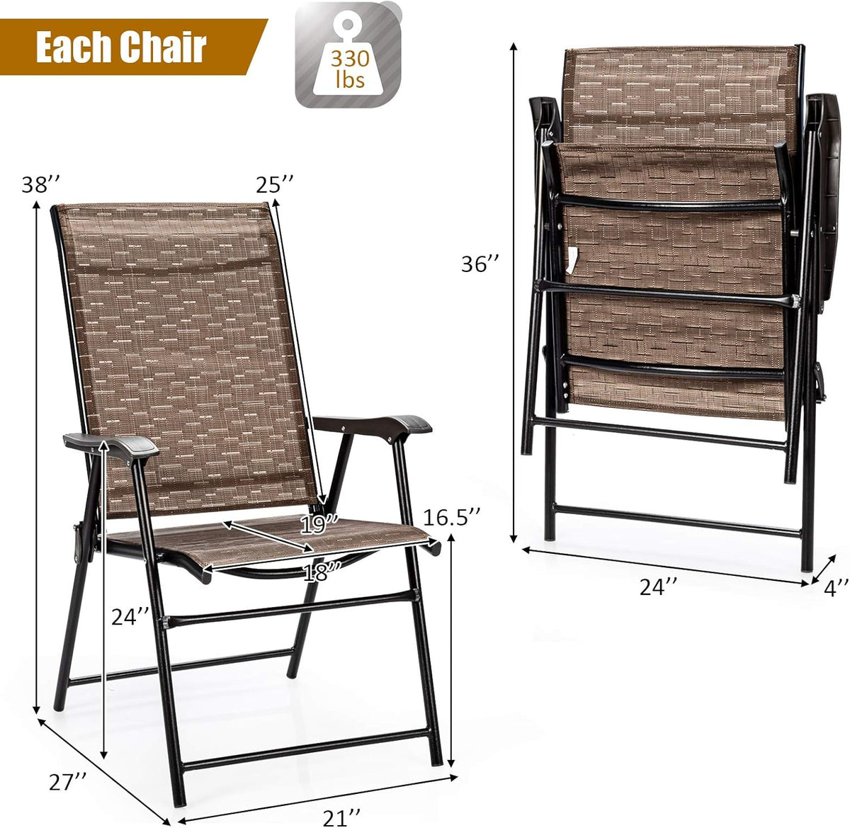 2-Pack Patio Dining Chairs with Armrest P871048