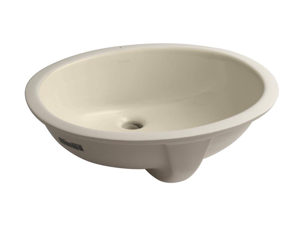 Almond Oval Undermount Bathroom Sink with Overflow O198755