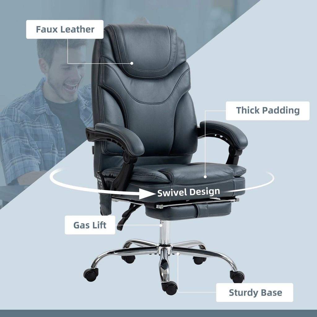 Gray PU Leather Massage Office Chair with Heat R149878