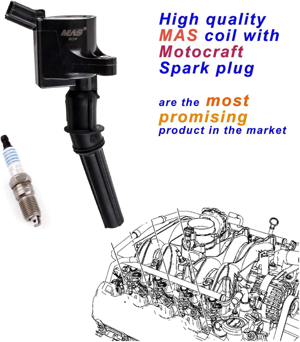 Ignition Coils and Spark Plugs Pack of 8 Pack of 2 B411805