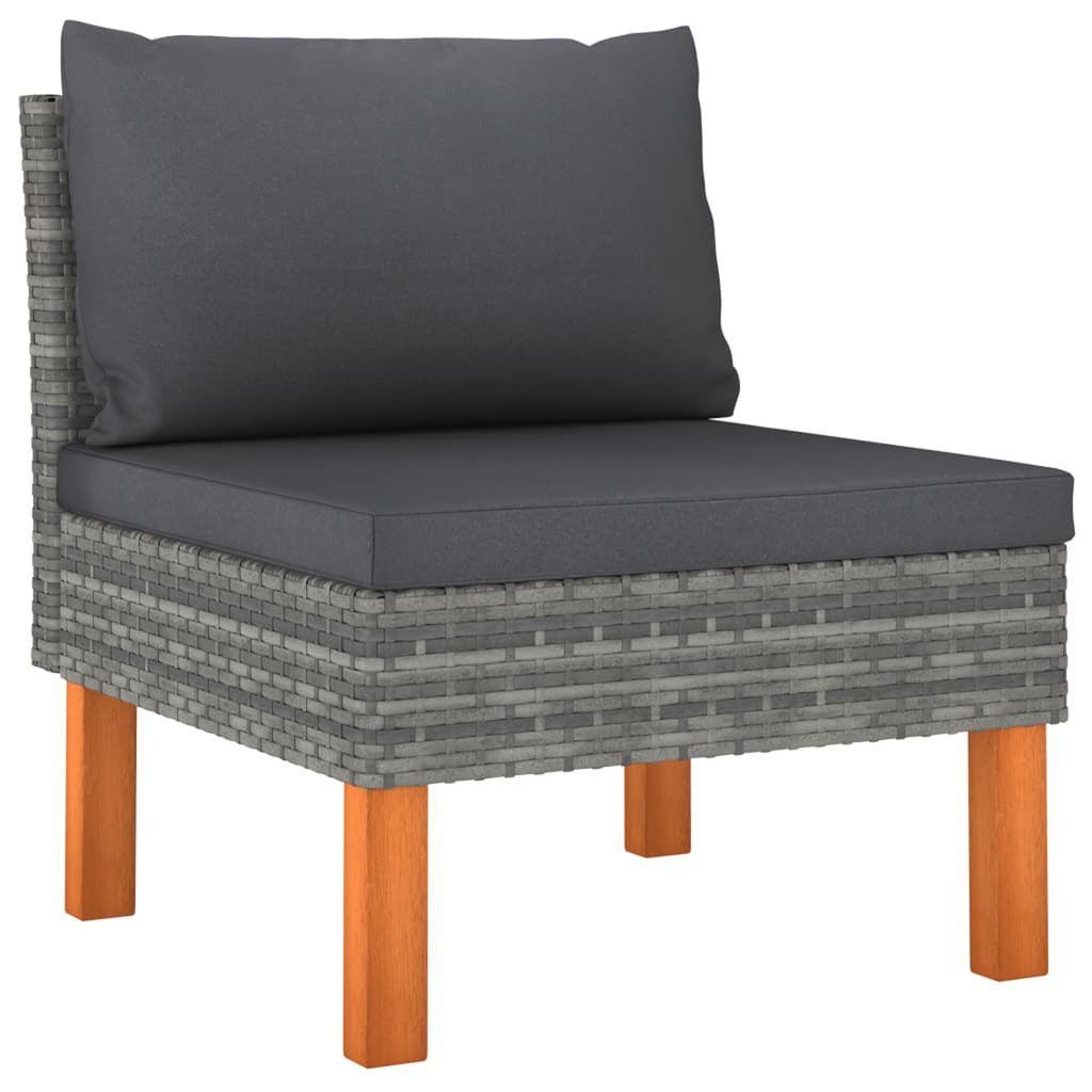 6 Piece Patio Set with Cushions Poly Rattan Gray R55315