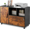 Rustic Brown Wood Lateral File Cabinet with Lock P13051