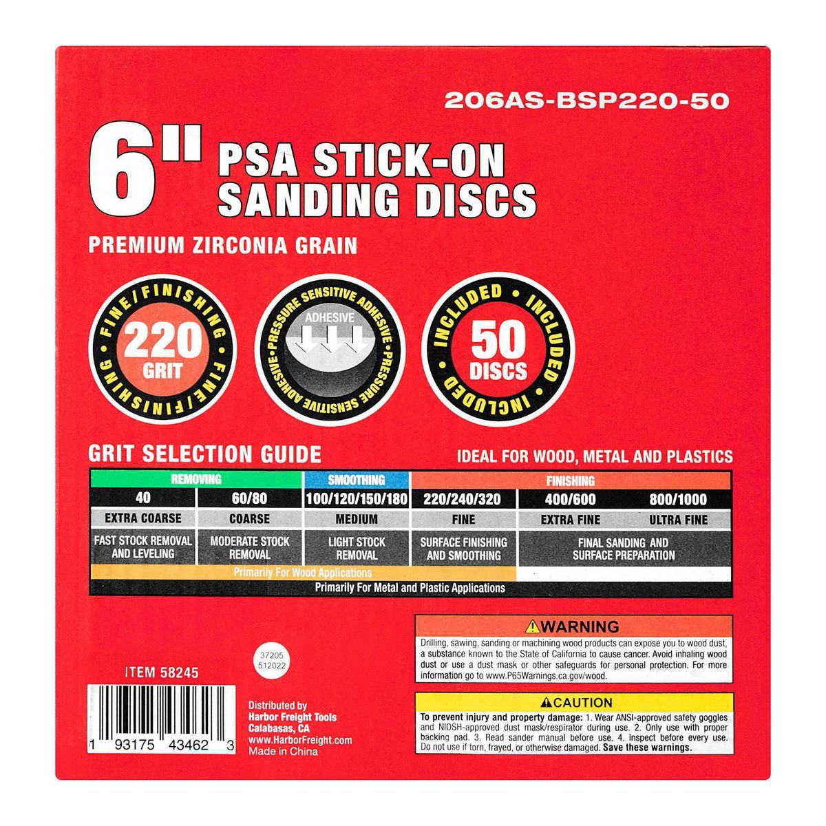 6 in. 220 Grit PSA Sanding Discs 50-Pack X691