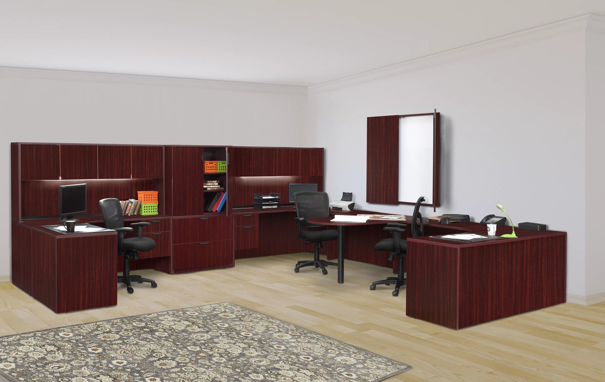 71 in. Mahogany Single Pedestal Corner Credenza U865