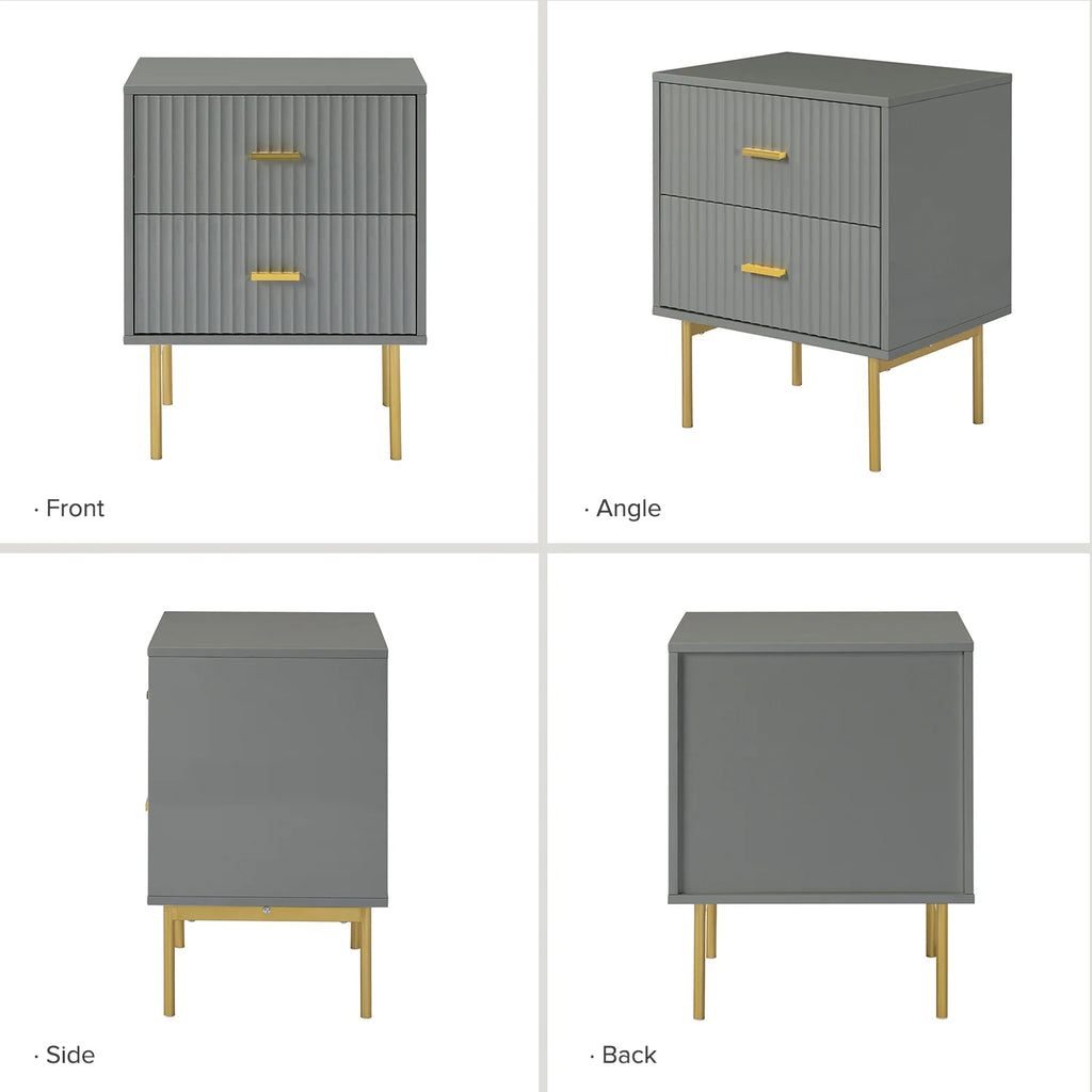 Grey Wood 2 Drawer Nightstand C692637