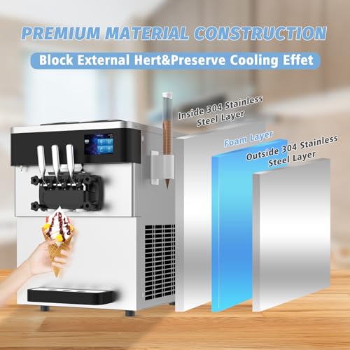 3 Flavors 110V Soft Serve Ice Cream Machine V4706