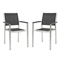 Black Aluminum Outdoor Patio Dining Chair Set of 2 H99952