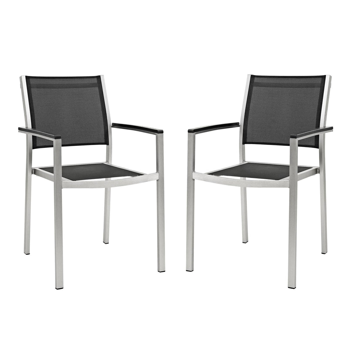 Black Aluminum Outdoor Patio Dining Chair Set of 2 H99952