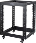 12U Open Frame Server Rack with Casters Black H17036