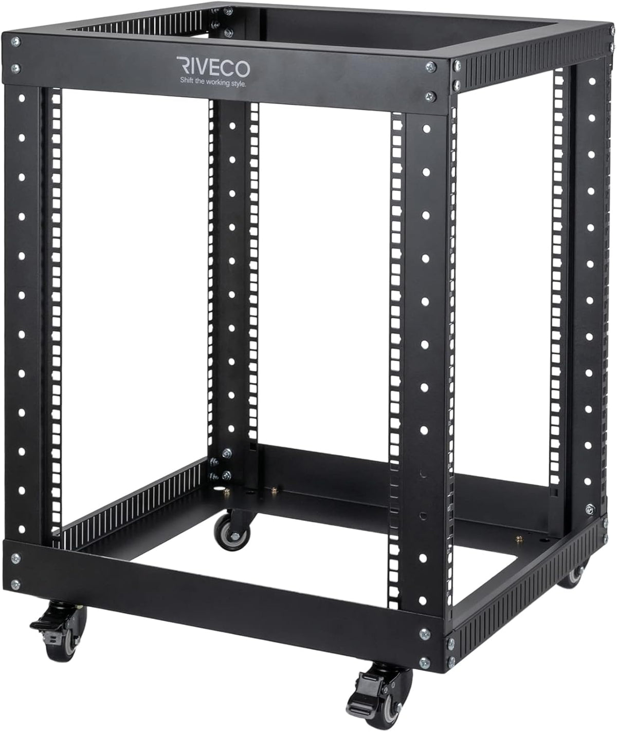 12U Open Frame Server Rack with Casters Black H17036