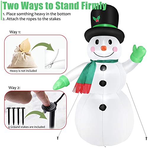 7 FT Christmas Inflatable Santa Claus with Green Gift Bag Built-in LED Lights P1025
