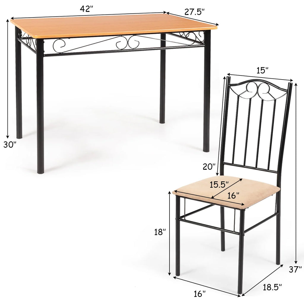 5 PC Wood Metal Dining Set with Table and 4 Chairs R172686