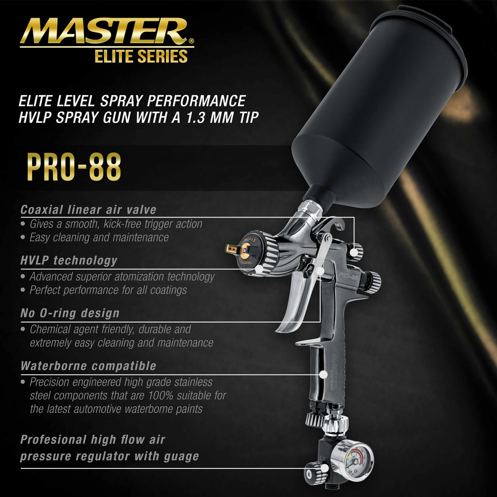HVLP Spray Gun with 1.3mm Tip and Air Pressure Regulator Gauge P360575