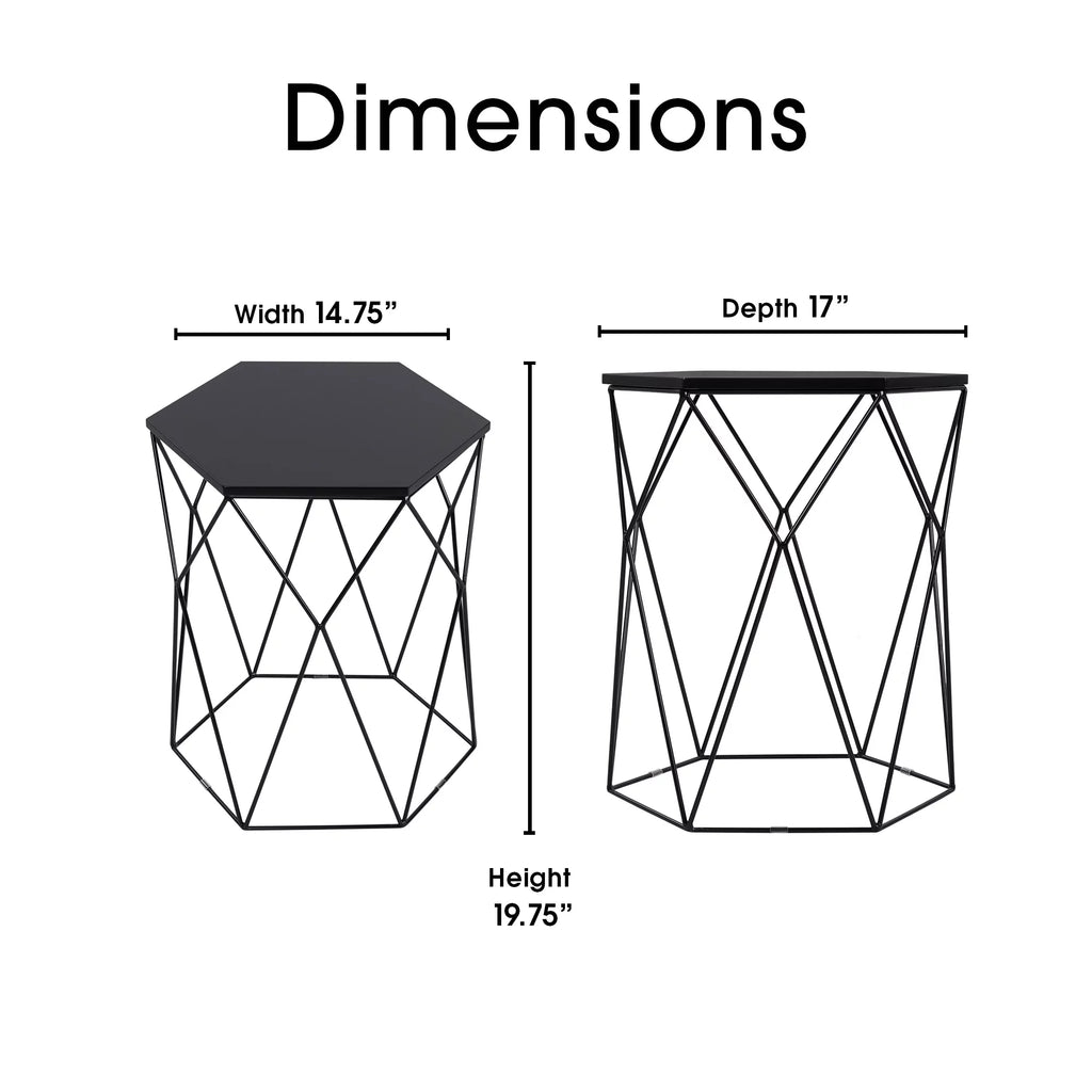 Geometric Side Table in Midnight Black W385031