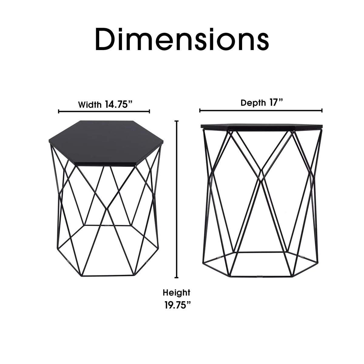 Geometric Side Table in Midnight Black W385031