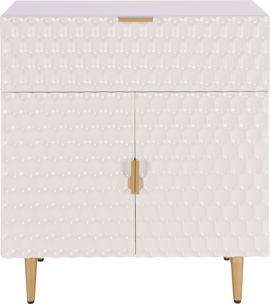White 1-Drawer Geometric Small Cabinet X701141