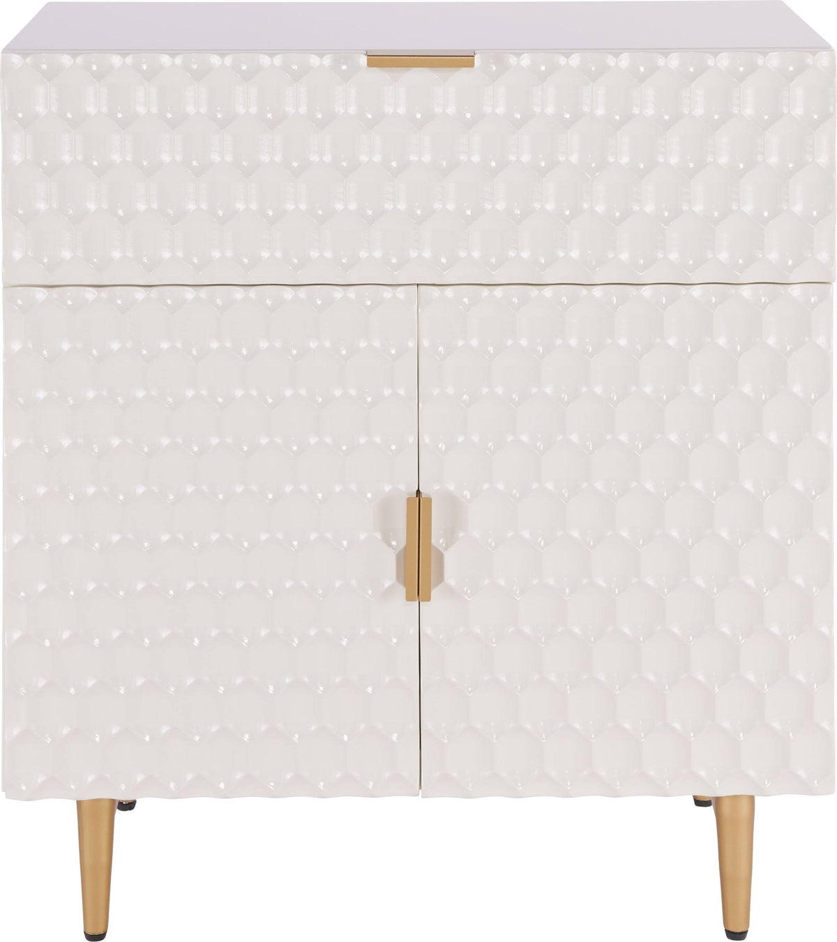 White 1-Drawer Geometric Small Cabinet X701141