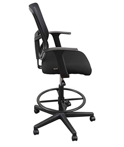 Black Sit to Stand Drafting Stool Chair with Adjustable Footrest and Armrests Y36373