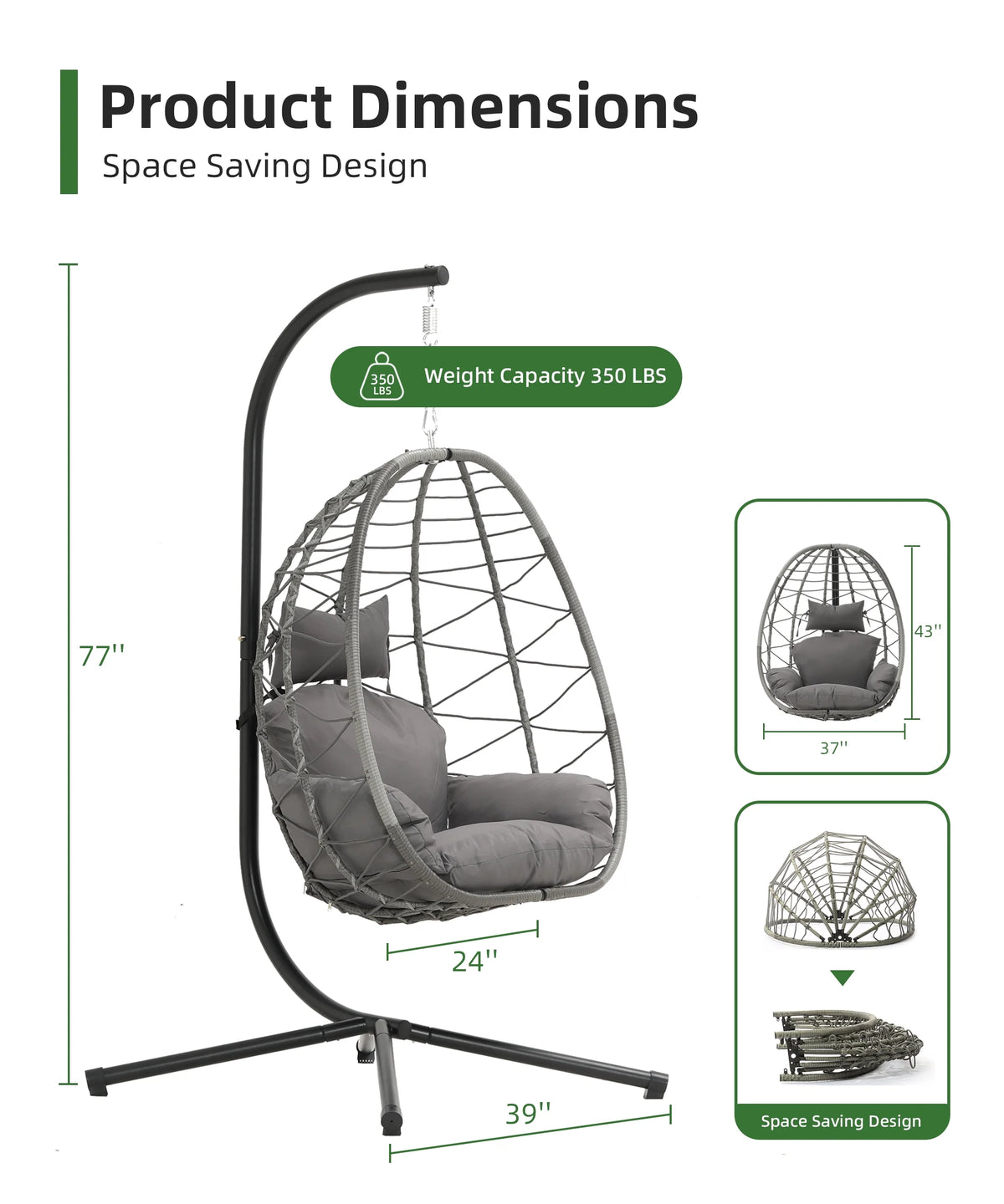 Indoor Outdoor Egg Swing Chair with Soft Cushion Z41140