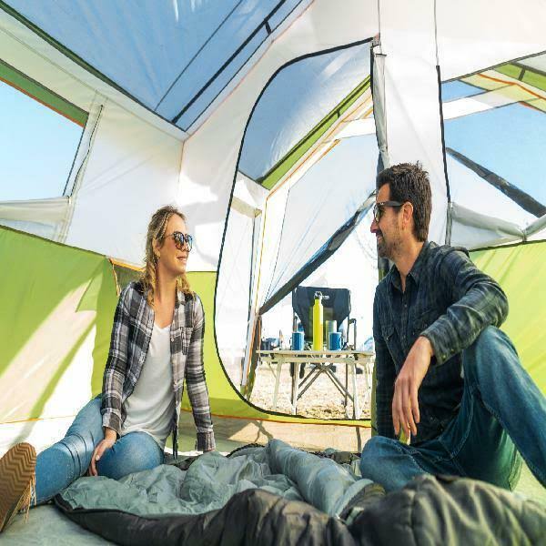 8-Person Family Cabin Camping Tent with Screen Porch and Carry Bag N750