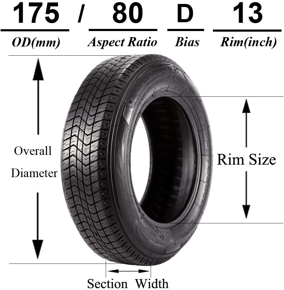 Set of 3 Trailer Tires 175/80D13 Load Range C W872