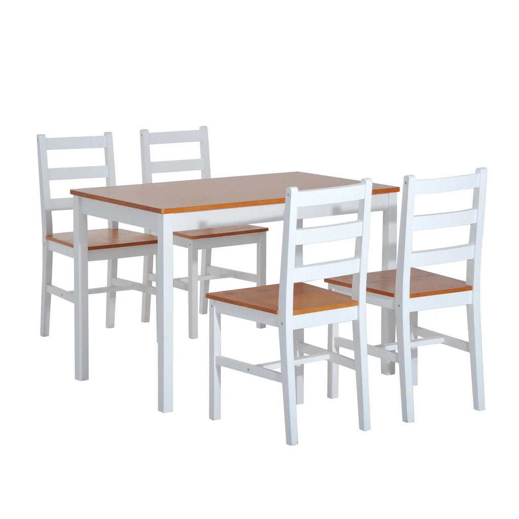 5 Piece Solid Pine Wood Table and High Back Chair Dining Set O602