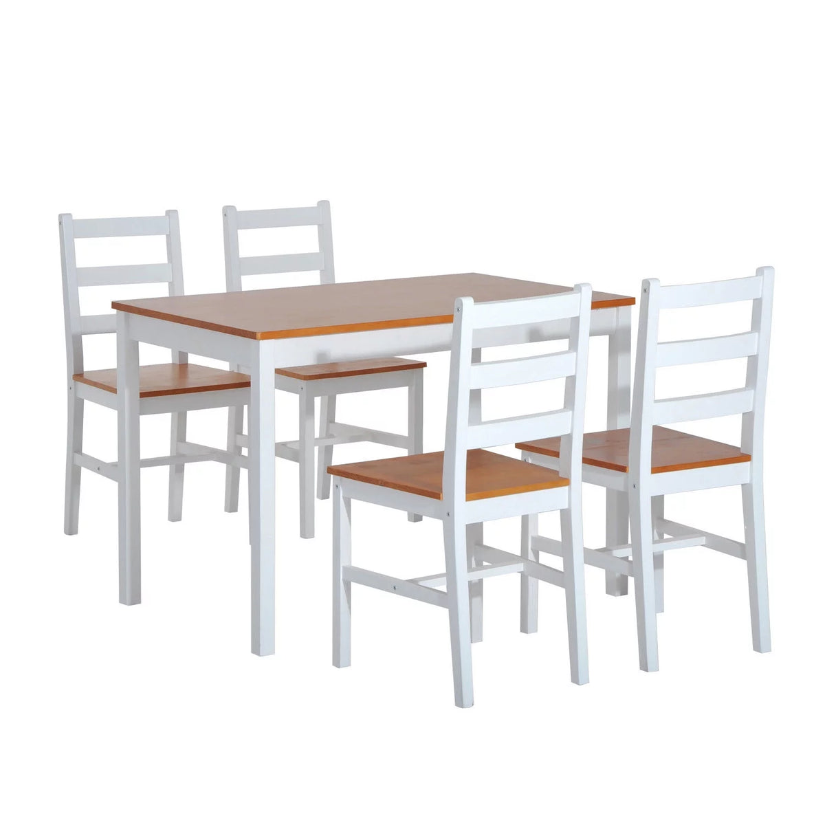 5 Piece Solid Pine Wood Table and High Back Chair Dining Set O602