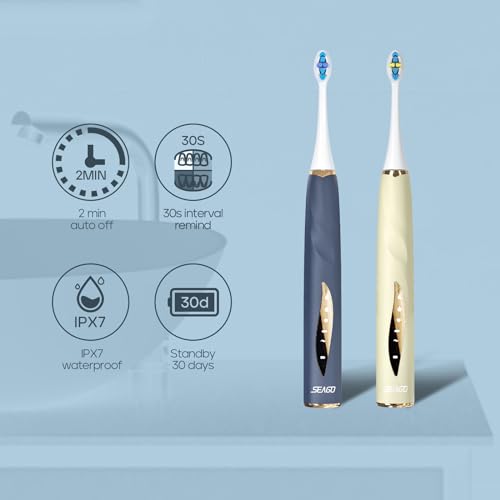 Rechargeable Electric Toothbrush with 8 Brush Heads, 5 Modes, Pressure Sensor E896603