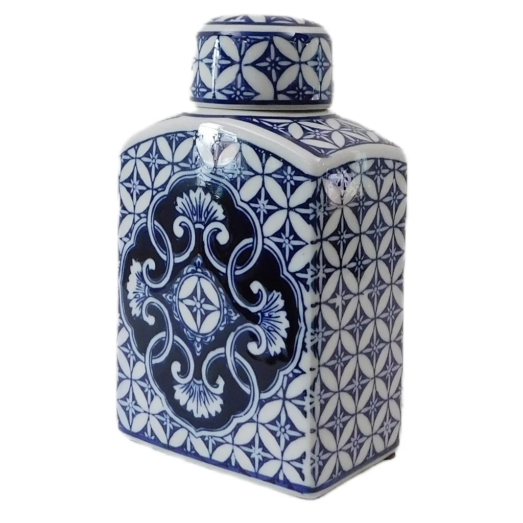 Blue and White Rectangular Tea Jar C995490