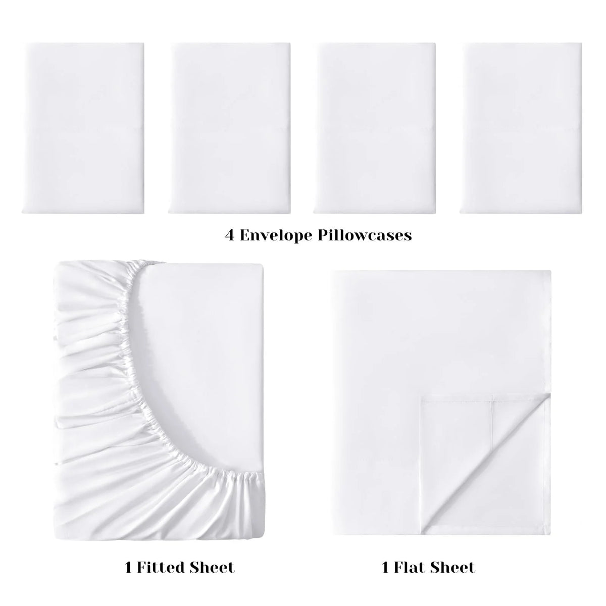 White 6 Piece 1800 Thread Count Microfiber King Size Bed Sheets Set with 15 Inch Deep Pocket Fitted Sheet G119643