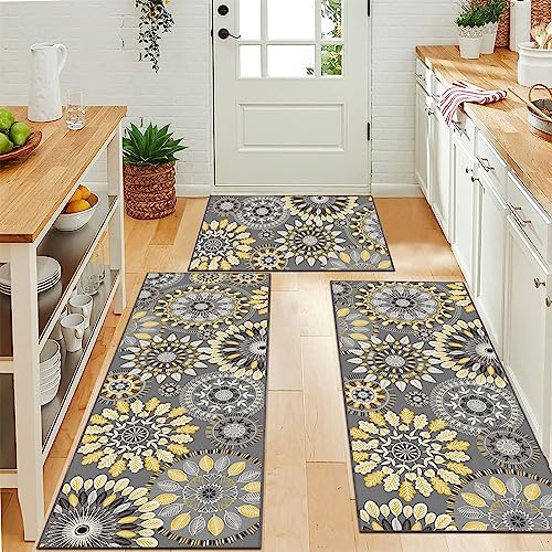Farmhouse Kitchen Rugs Sets of 3, Non Slip Washable Kitchen Mat S622