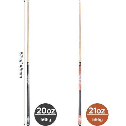 58 Inch 18~21Oz Canadian Maple Pool Cue Stick Set O855