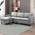 Light Gray L-Shaped Sectional Sofa with Storage Ottoman S1097